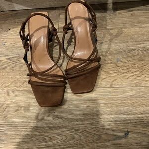 Stradivarius Tan Knotted Strap Heels